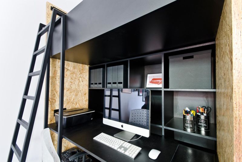 features a loft bedroom