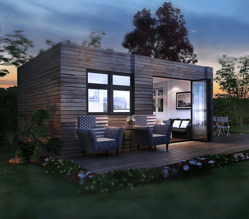 Tiny cabin also has an optional wooden deck