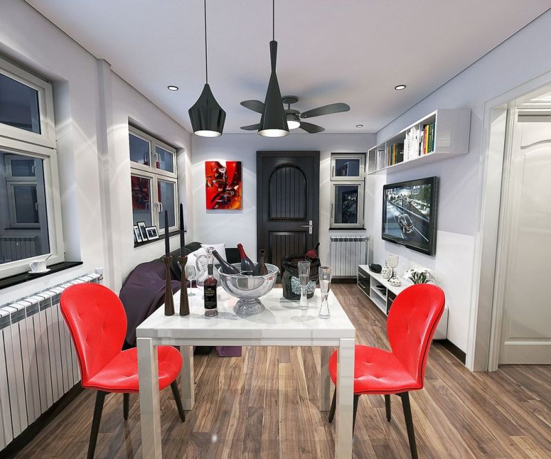 Kitchen and living area share the same space