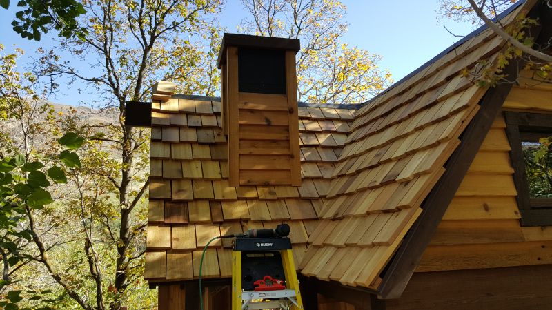 Cedar wood shingles in the roof