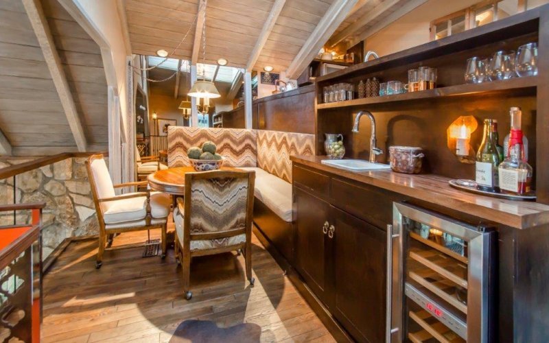 Dining area by the side of home bar