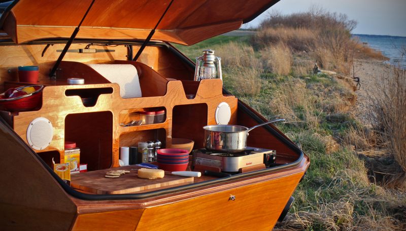 Popup camp kitchen in the rear