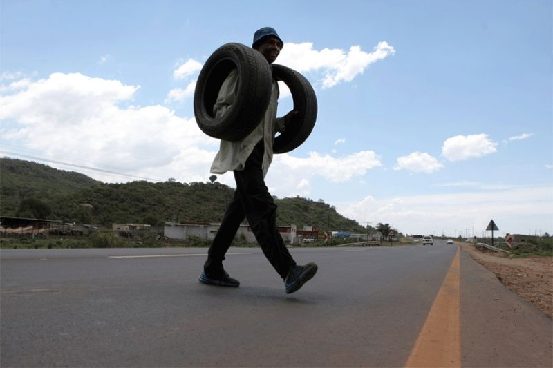 Recycled tyres furniture by Thabo Maringa