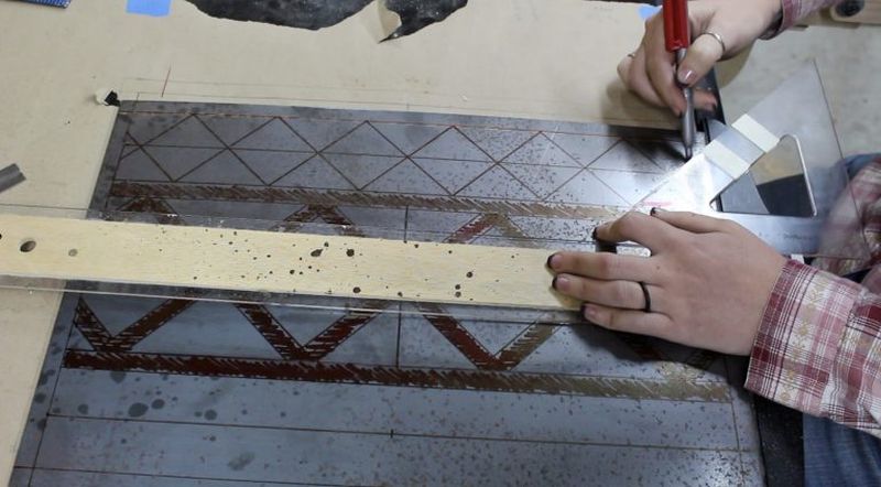 Drafting the pattern for steel sides of the DIY fire pit