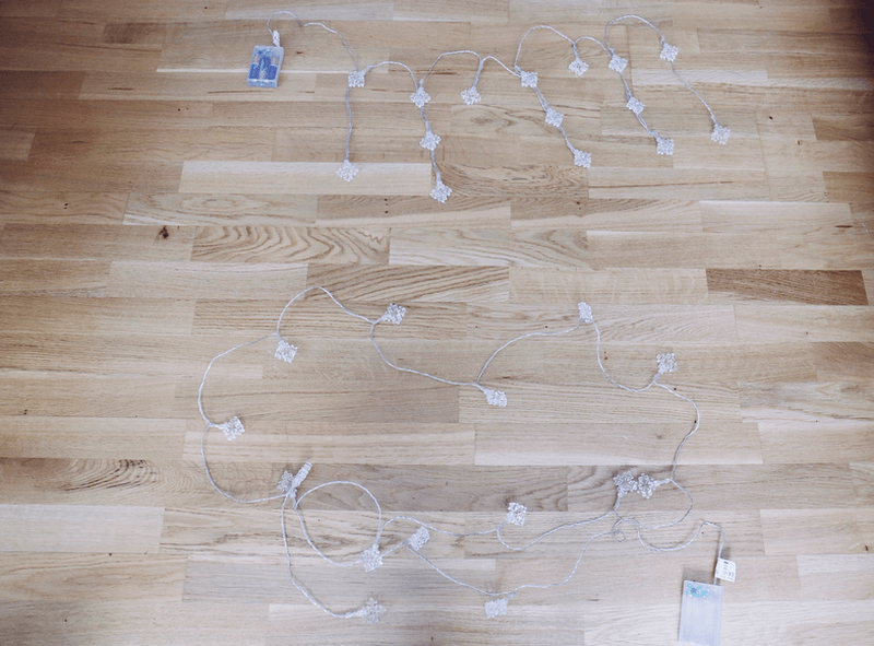 One can also add snowflake LED string under the cloud lamp