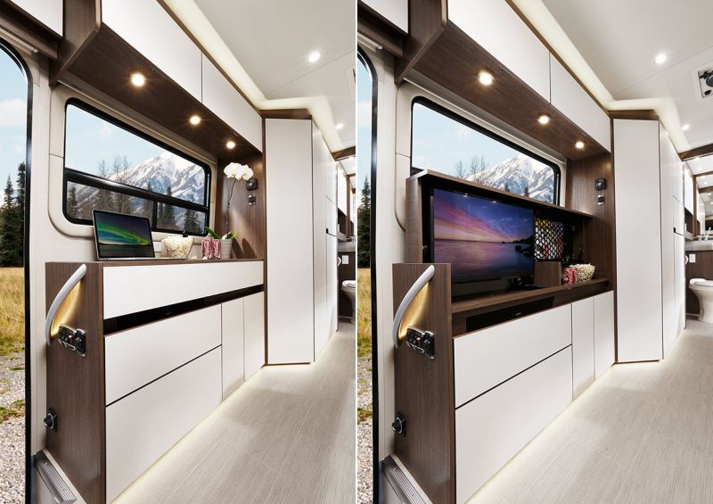 Flip-up entertainment center