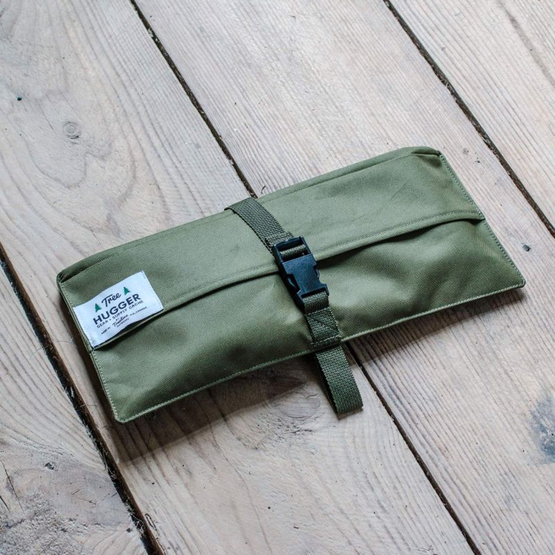 Simple pouch folds out to a utility belt for camping