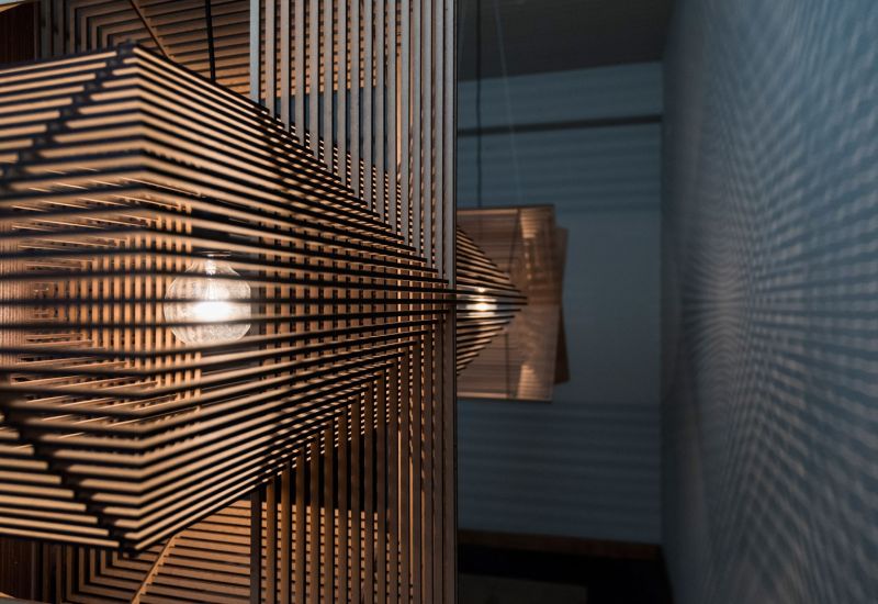 The Angles Pendant Lamp Is Perfect Harmony Of Laser Cut Wooden Rectangles - Laser Cut Wood Pendant Light The Angles Pendant Lamp Is Perfect Harmony Of Laser Cut Wooden Rectangles - Laser Cut Wood Pendant Light