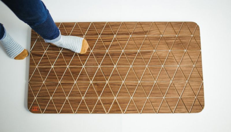 Airea wood block floor mat by Sitskie calms your legs