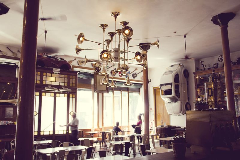 Botti Chandelier by Delightfull consists of multiple trumpet bells