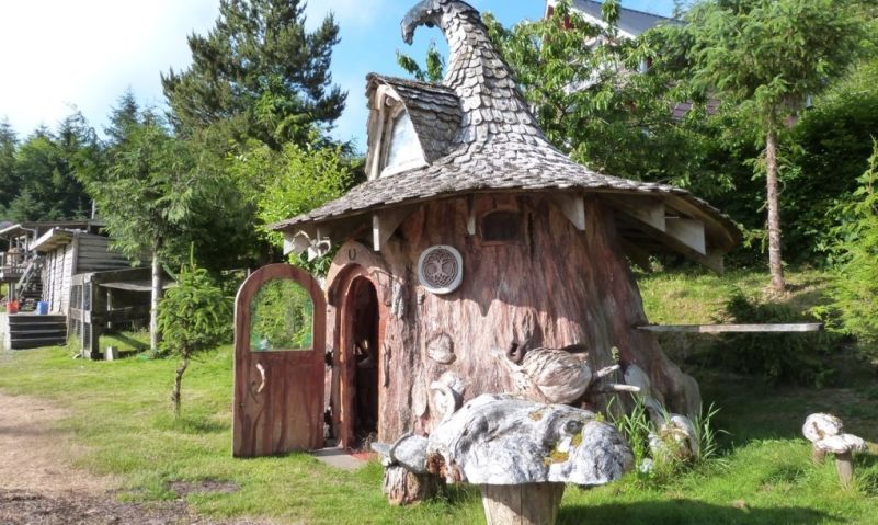 Real-life hobbit house built out of a single tree trunk