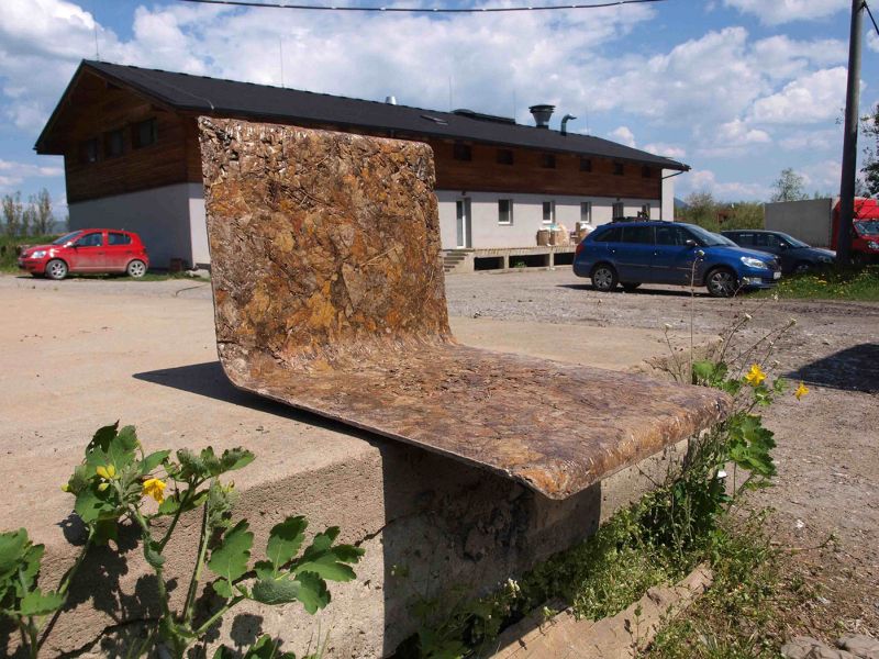 Beleaf chair by Šimon Kern is made by recycling fallen leaves