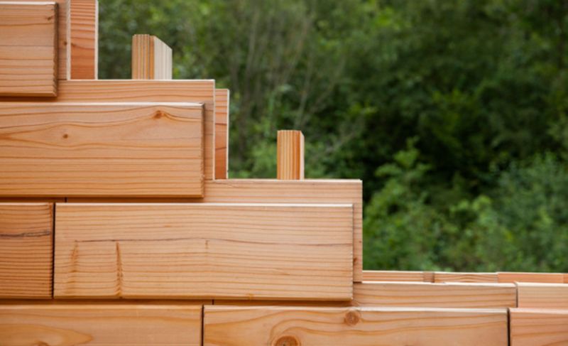 Brikawood interlocking wooden bricks help build house without nails or screws