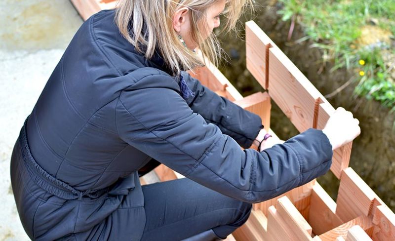Brikawood interlocking wooden bricks help build house without nails or screws