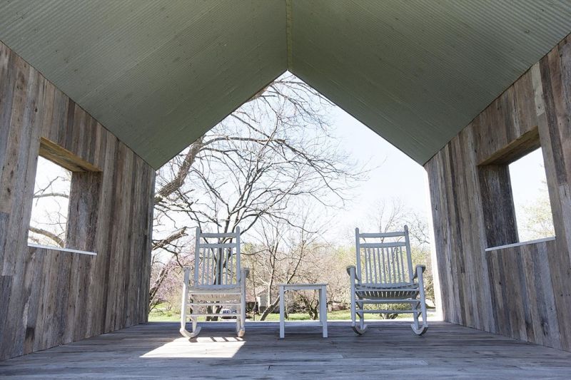 Cloud House: Reclaimed wood shed harvests rainwater to create artificial rainfall