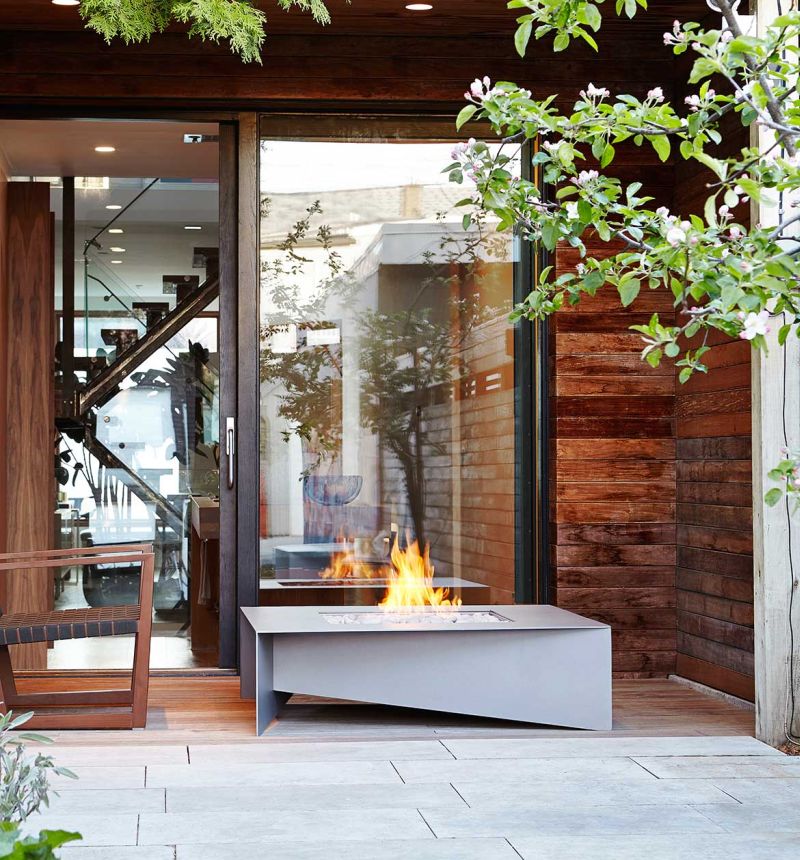 Fold outdoor fire table by Paloform