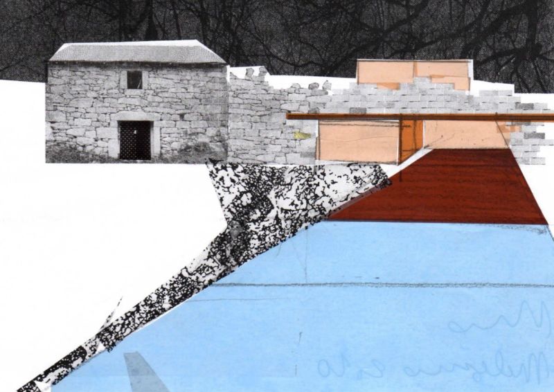 Old stone house in ruins transformed into modern vacation home