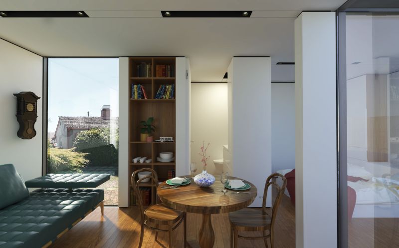Prefab backyard cabin by Cover is made of pre-insulated steel panels