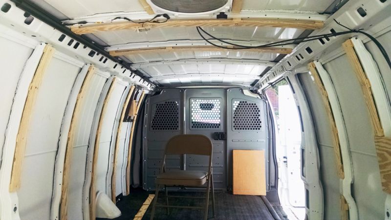 Ross Lukeman transforms cargo van into cozy home with office