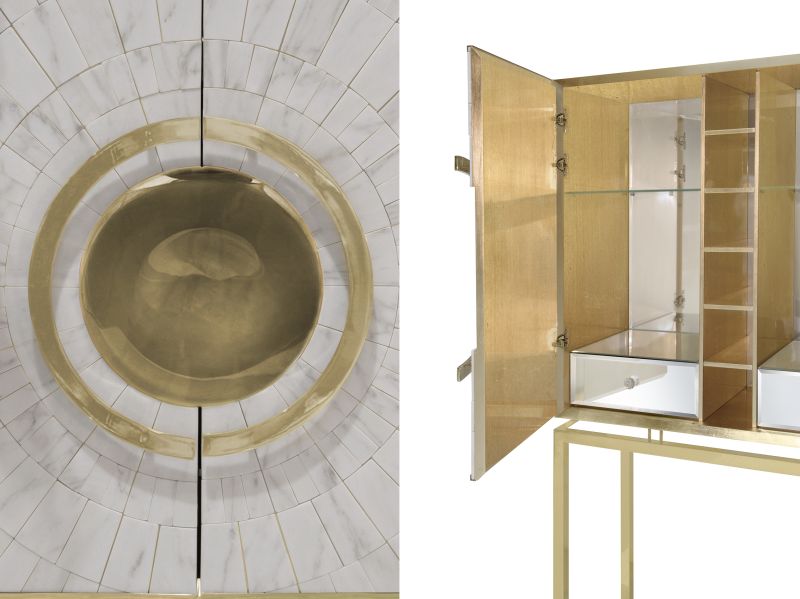 Secret luxury cabinet by Memoir feature gold leaf interiors