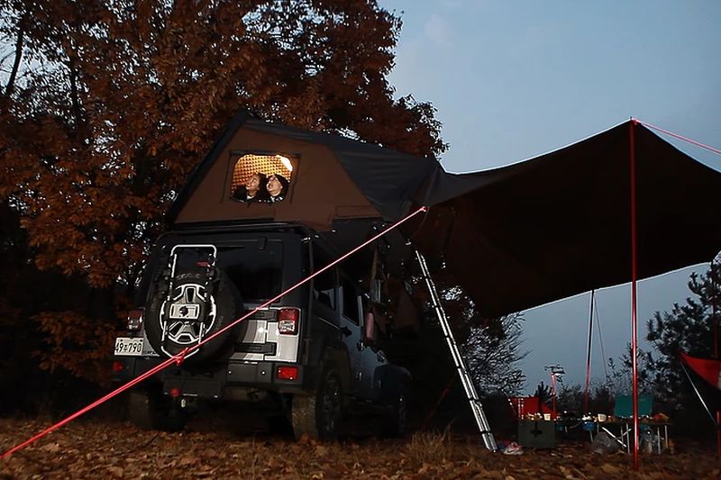 Skycamp rooftop tent by iKamper can be setup in seconds