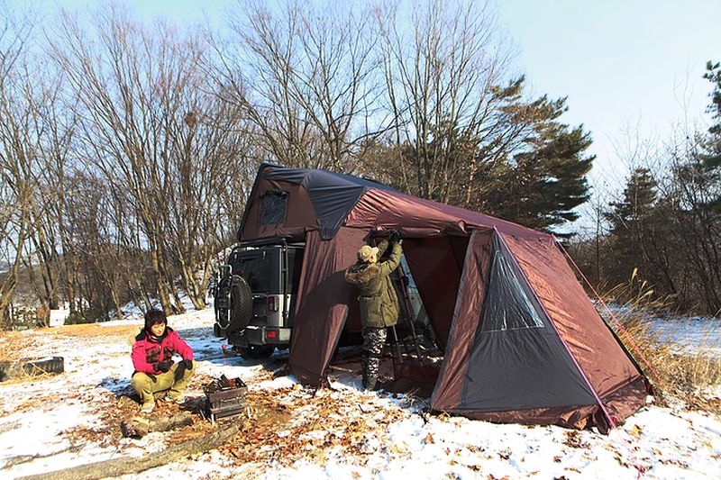 Skycamp rooftop tent by iKamper can be setup in seconds