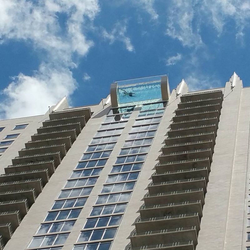 Market Square Tower’s glass sky pool floats 500 ft above the ground