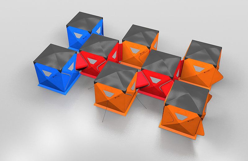 Qube quick pitch tents interconnect to expand campsite