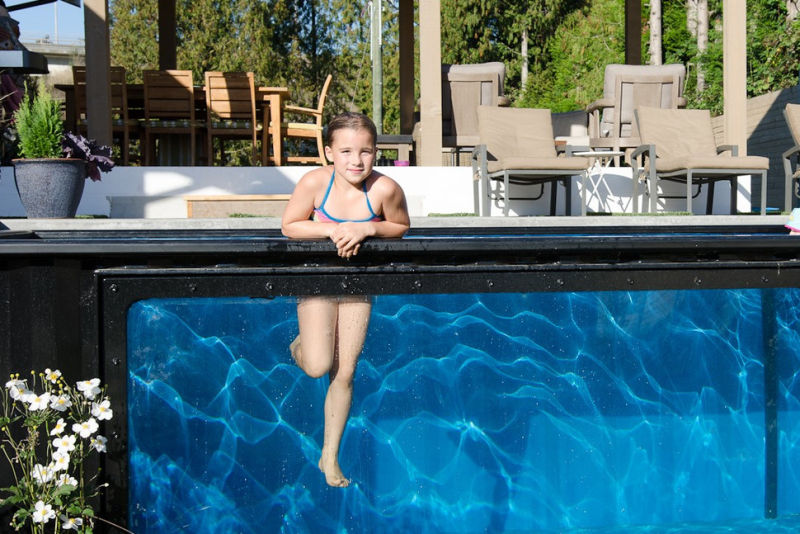 Modpool: Movable shipping container pool with glass window