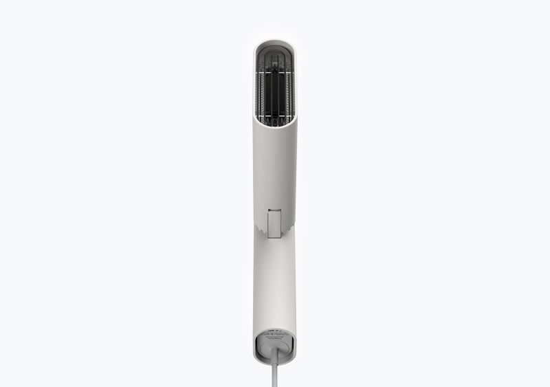 Squared hairdryer by JiyounKim Studio comes with translucent cord keeper