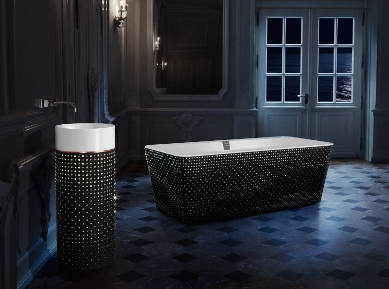 Squaro bathtub by Villeroy & Boch gets luxury makeover with Swarovski crystals