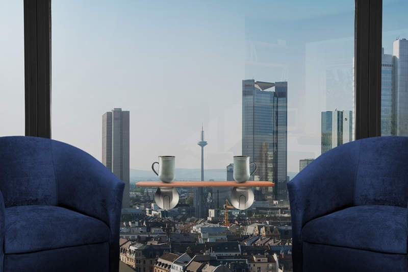 Deskview is a window-mounted adjustable standing desk
