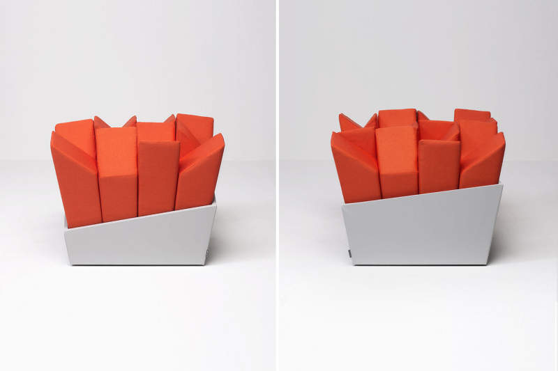 Manet easy chair by Best Before 2065 with protruding cuddly pillows to sit on