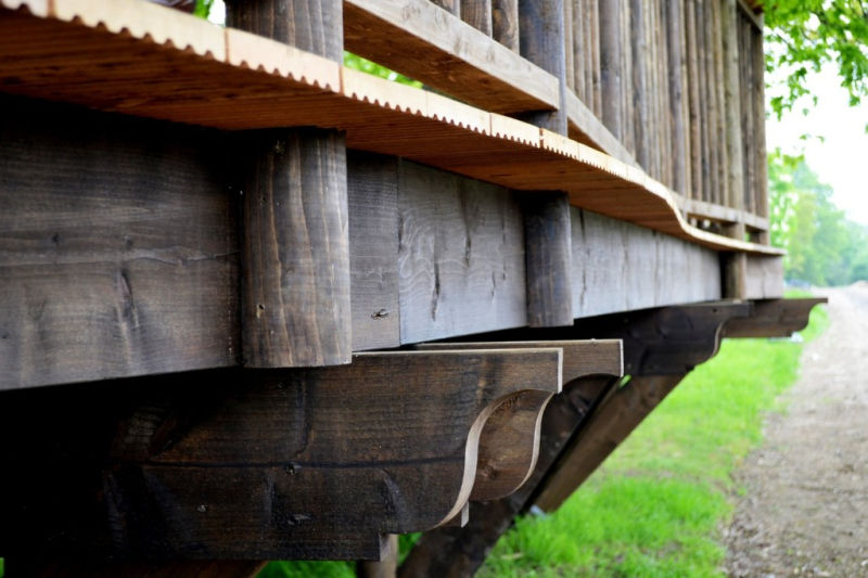Nook treehouse in features sunken fire pit in the middle of amphitheatre seating