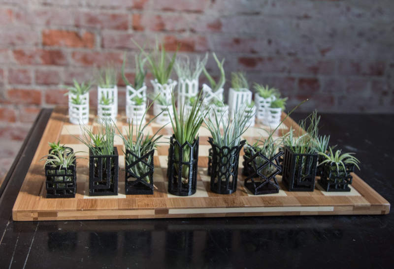 This micro planter chess set is lively art piece for your home