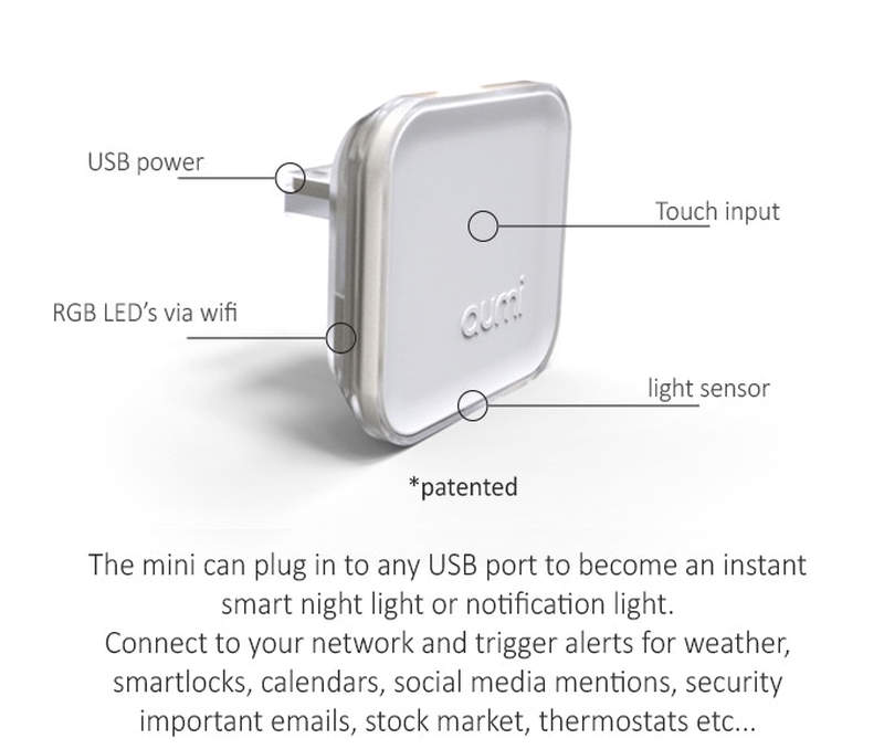 Aumi Mini smart nightlight notifies about retweets, emails and more