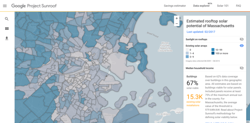 Google’s Project Sunroof helps estimate rooftop solar potential