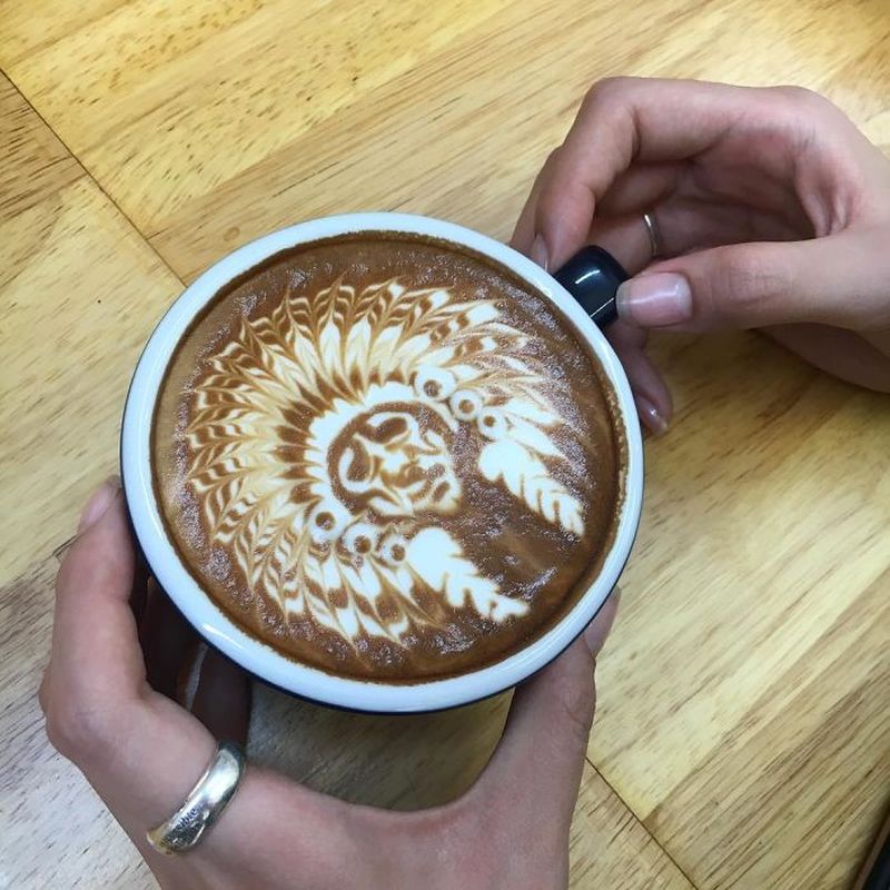 Red indian latte art