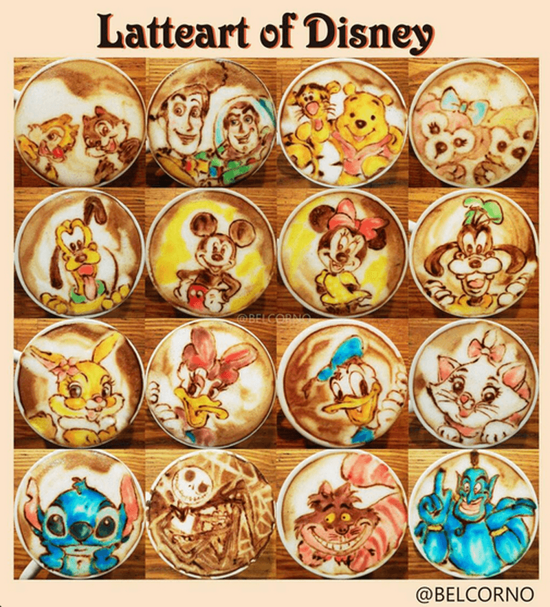 Disney latte art 