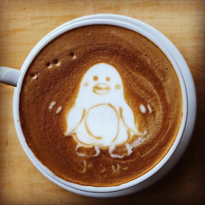 penguin latte art