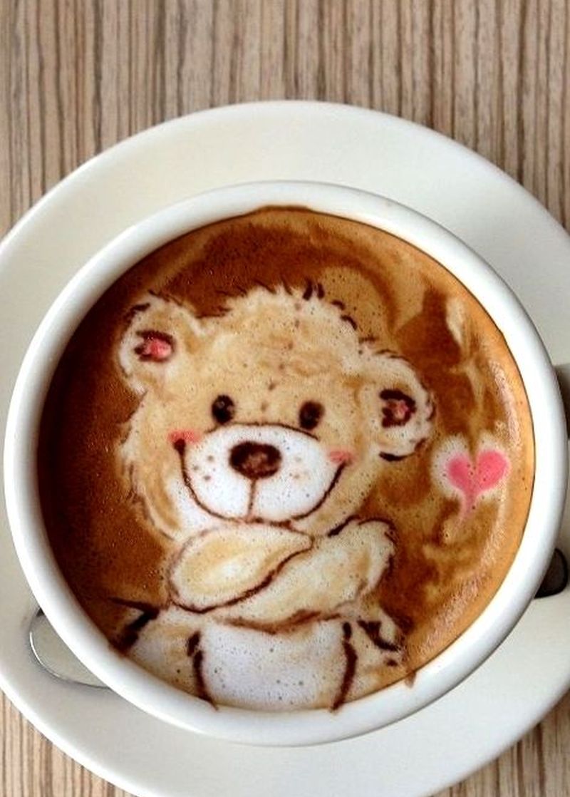 teddy coffee latte art