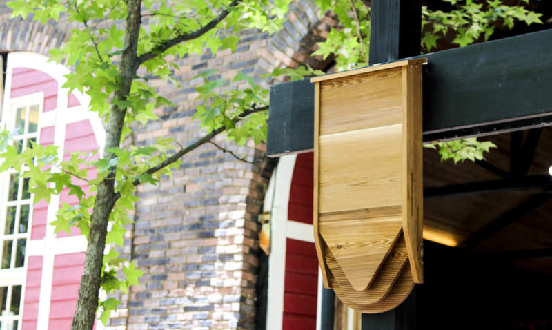 BatBnB is wooden birdhouse specifically designed for bats