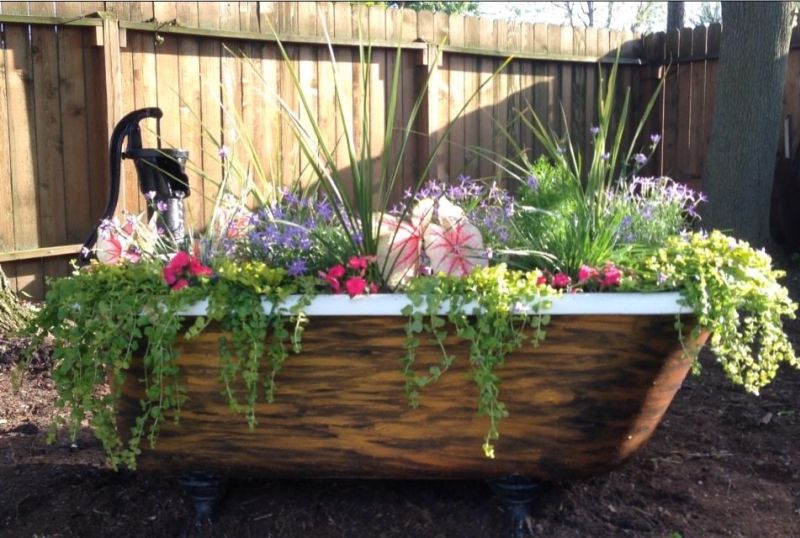 Old Bathtub are great cheap gardening containers