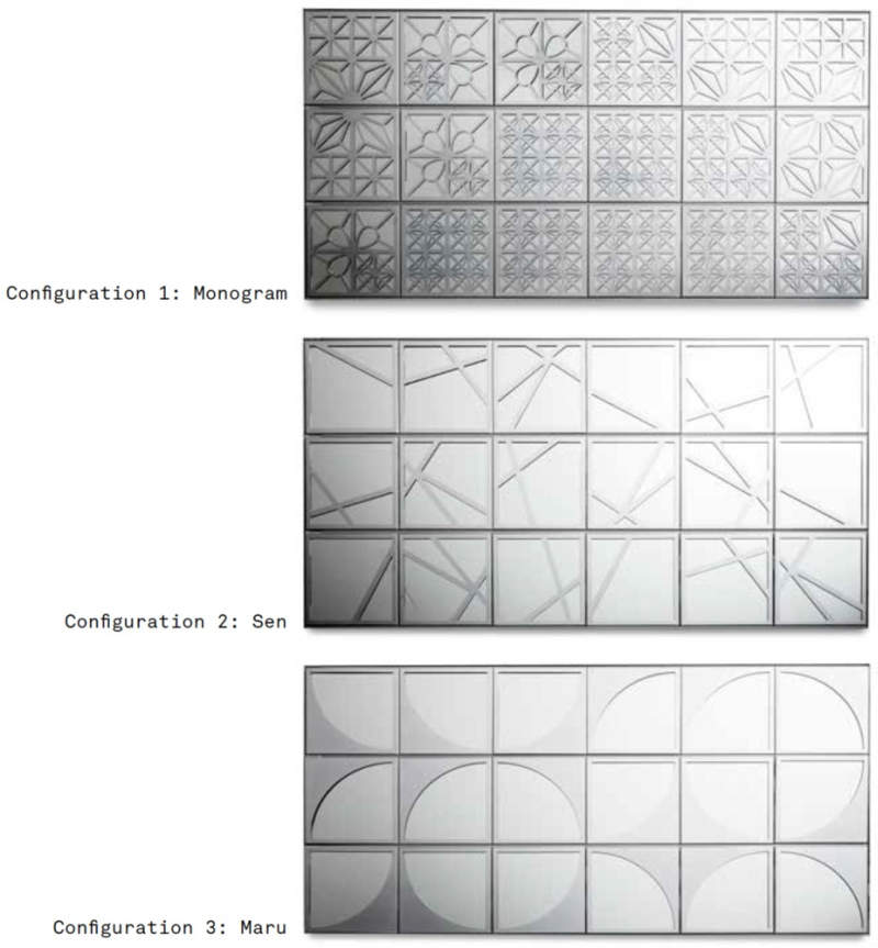 Kumiko modular OLED wall tiles function as lighted wall art