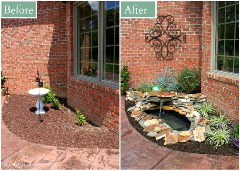 Old bathtub into garden pond