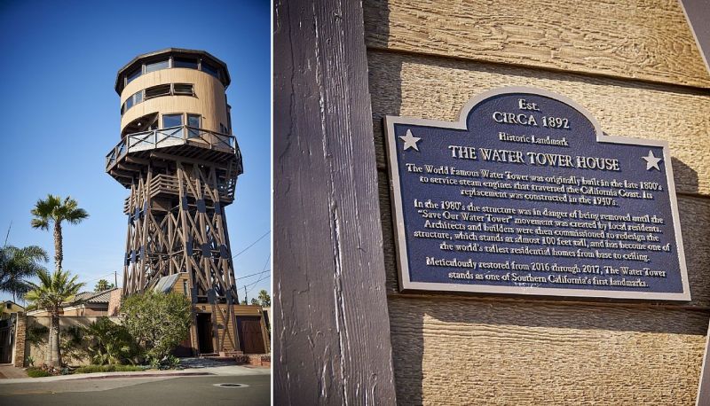 The water tower house located in the westernmost corner of Orange County, California.