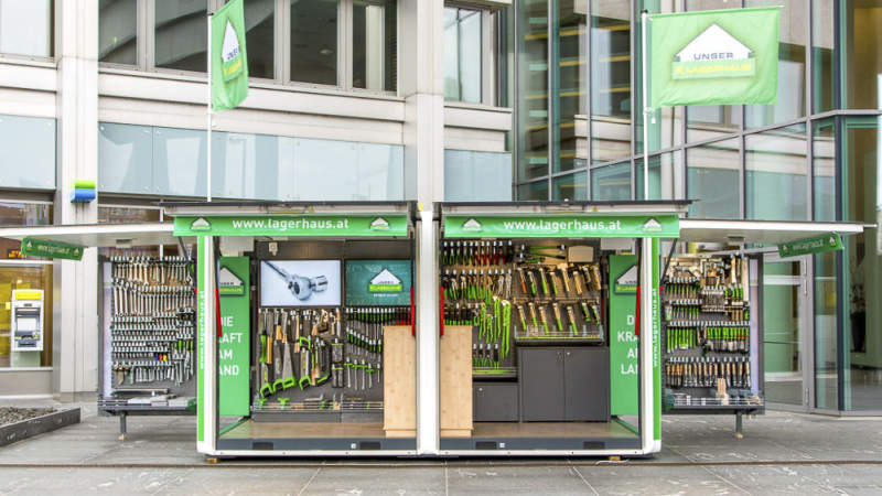 Cubox by HBT is a solar-powered mobile pop-up kiosk