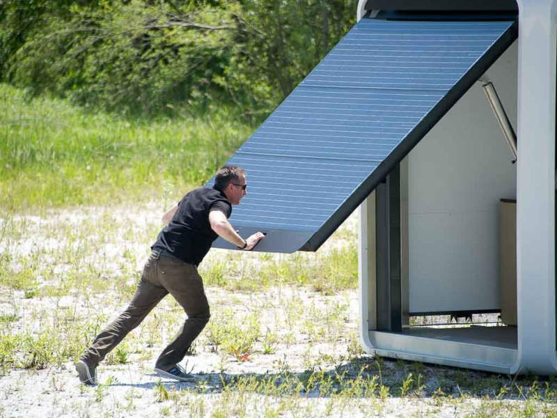 Cubox by HBT is a solar-powered mobile pop-up kiosk
