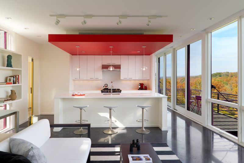 Kitchen and living space of Hawk’s nest in West Virginia