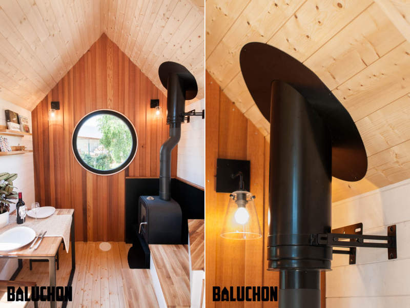 Ostara tiny house by Baluchon features two-leaf glass door